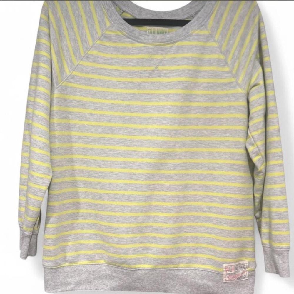 Old Navy California Gray and Yellow Striped Pullover Swearshirt | Size Large
